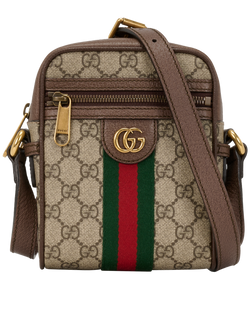 Ophidia Messenger Bag, Canvas/Leather, Brown/Beige, 520981, B, 3*